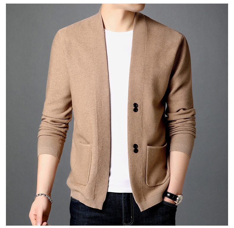 Men's Open Front Buttoned Knit Cardigan Sweater