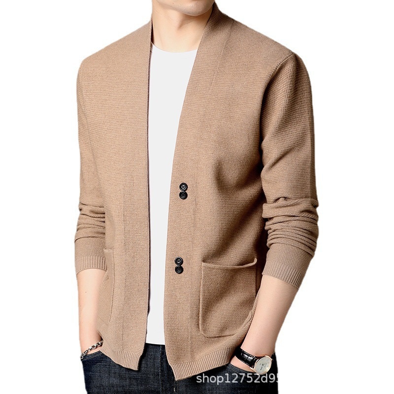 Men's Open Front Buttoned Knit Cardigan Sweater