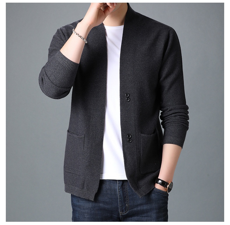 Men's Open Front Buttoned Knit Cardigan Sweater