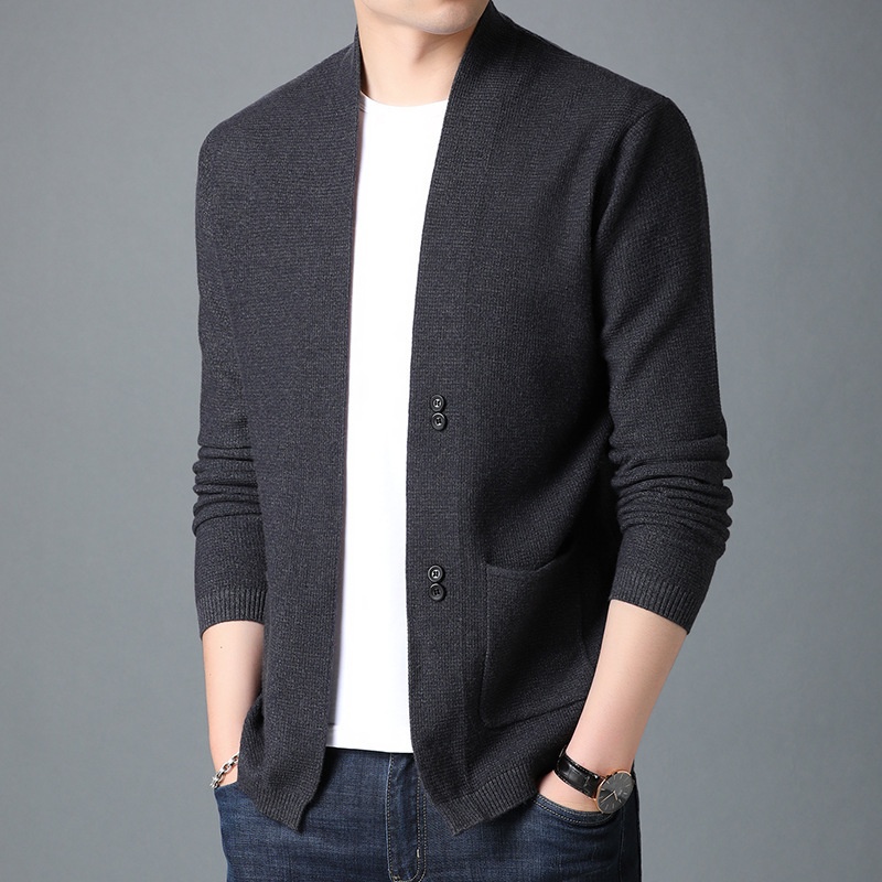 Men's Open Front Buttoned Knit Cardigan Sweater