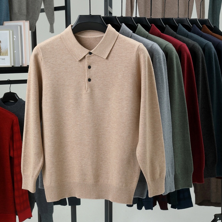 Men's Long-Sleeve Polo Shirt Sweater