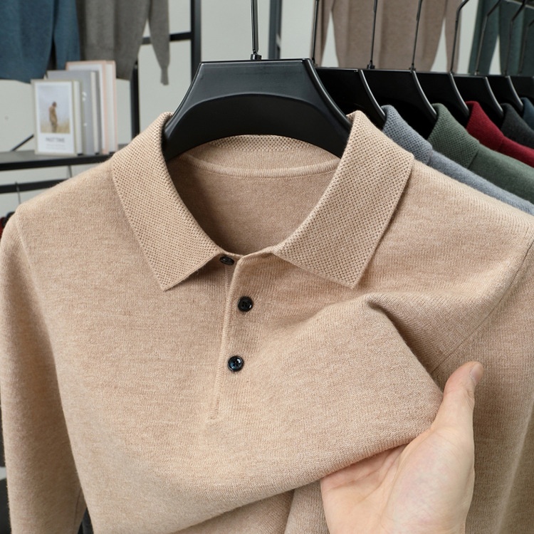 Men's Long-Sleeve Polo Shirt Sweater