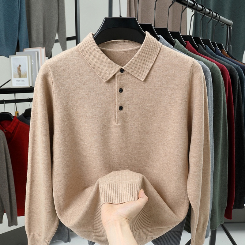 Men's Long-Sleeve Polo Shirt Sweater
