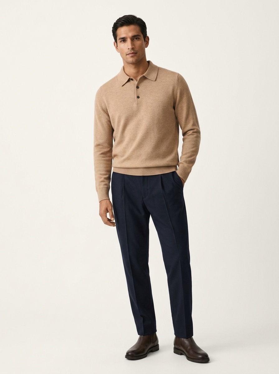 Men's Long-Sleeve Polo Shirt Sweater