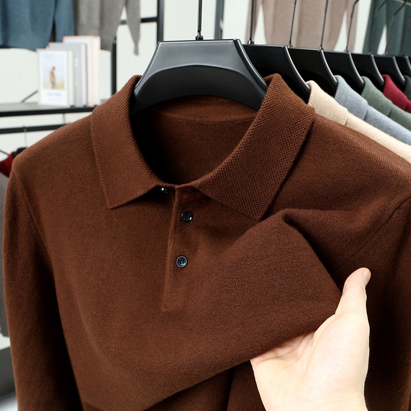 Men's Long-Sleeve Polo Shirt Sweater