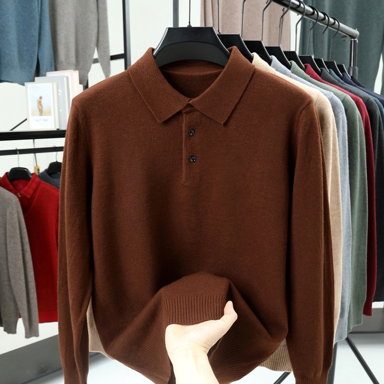 Men's Long-Sleeve Polo Shirt Sweater
