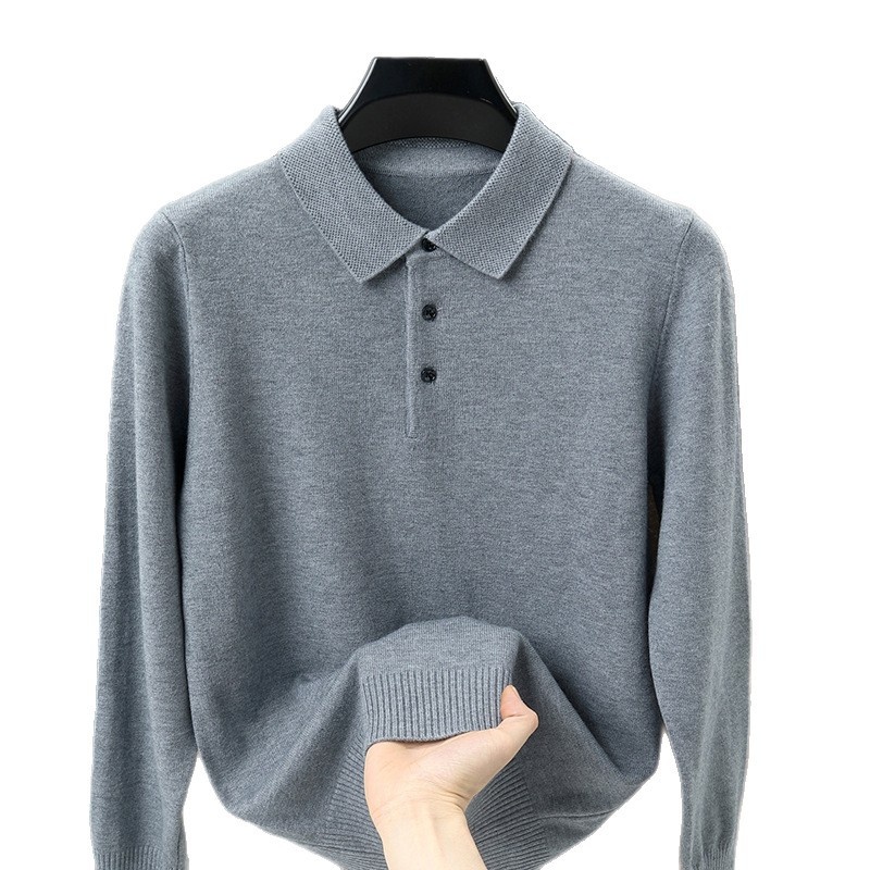 Men's Long-Sleeve Polo Shirt Sweater