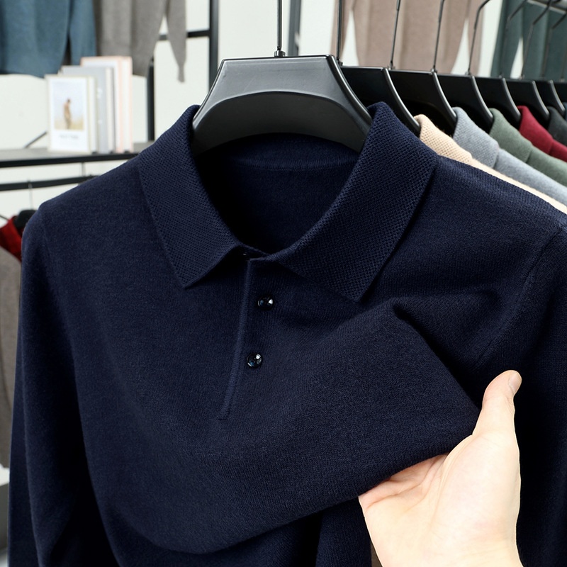 Men's Long-Sleeve Polo Shirt Sweater