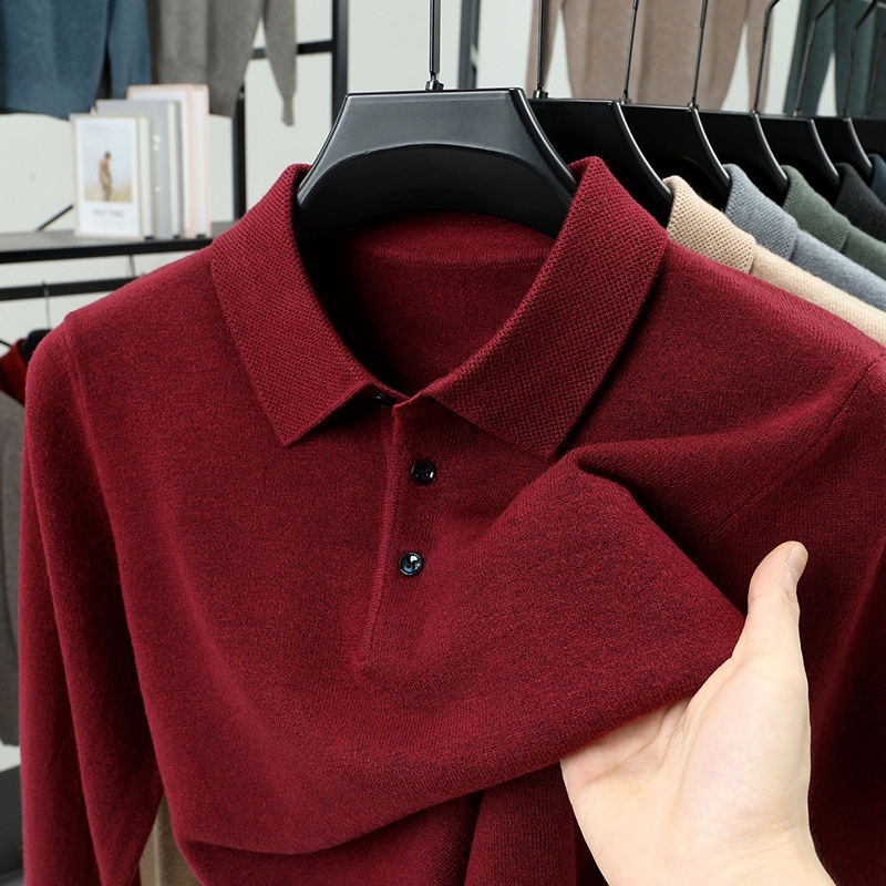 Men's Long-Sleeve Polo Shirt Sweater