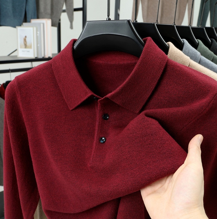 Men's Long-Sleeve Polo Shirt Sweater