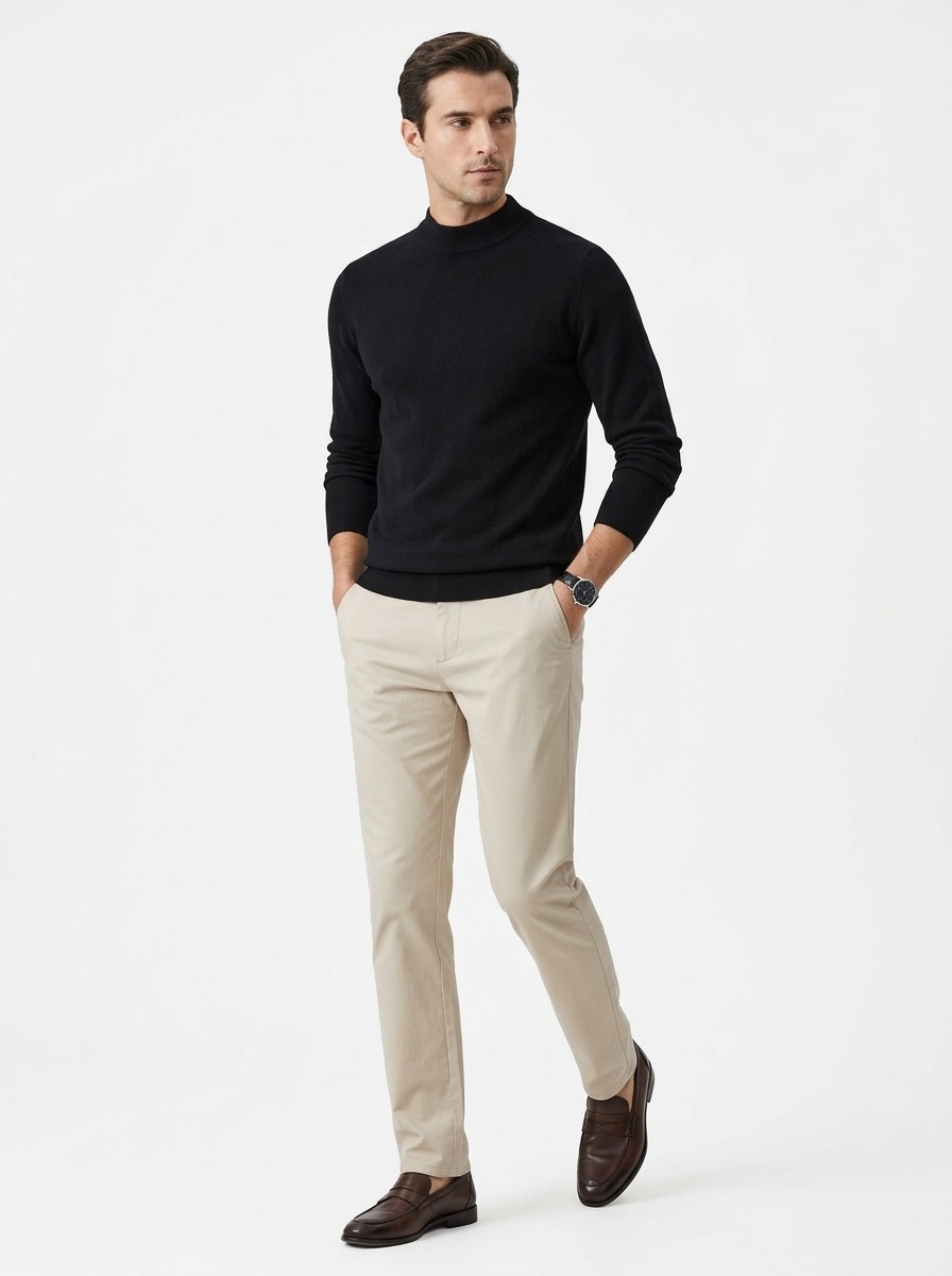 Men's Mock Neck Long Sleeve Knit Sweater