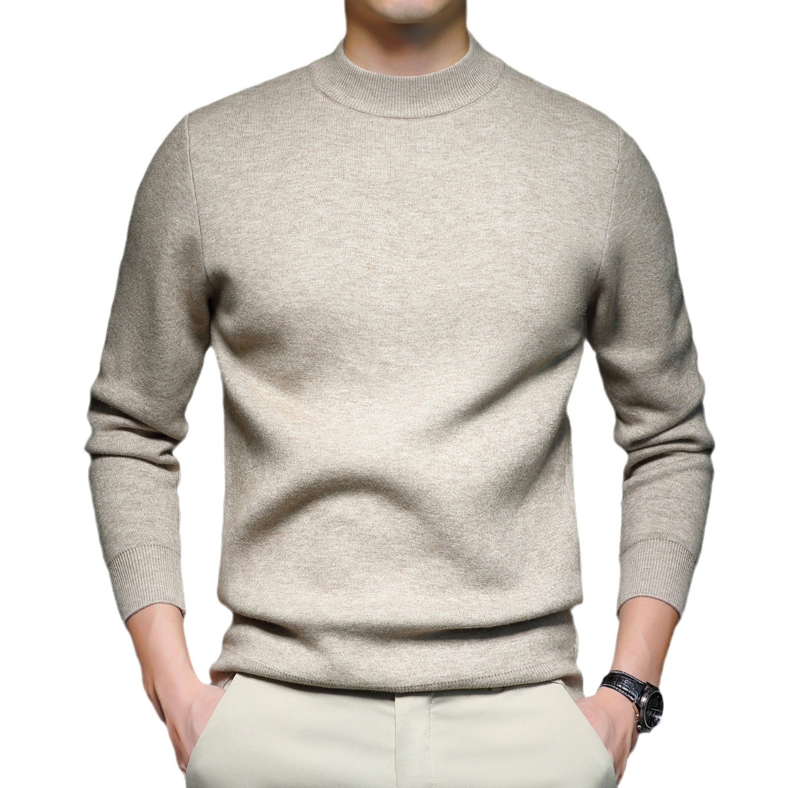 Men's Mock Neck Long Sleeve Knit Sweater