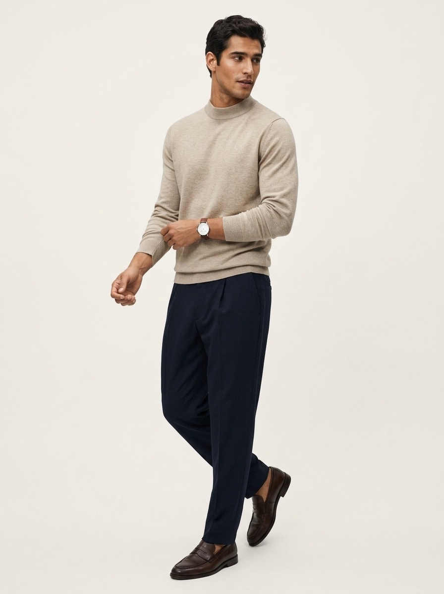 Men's Mock Neck Long Sleeve Knit Sweater