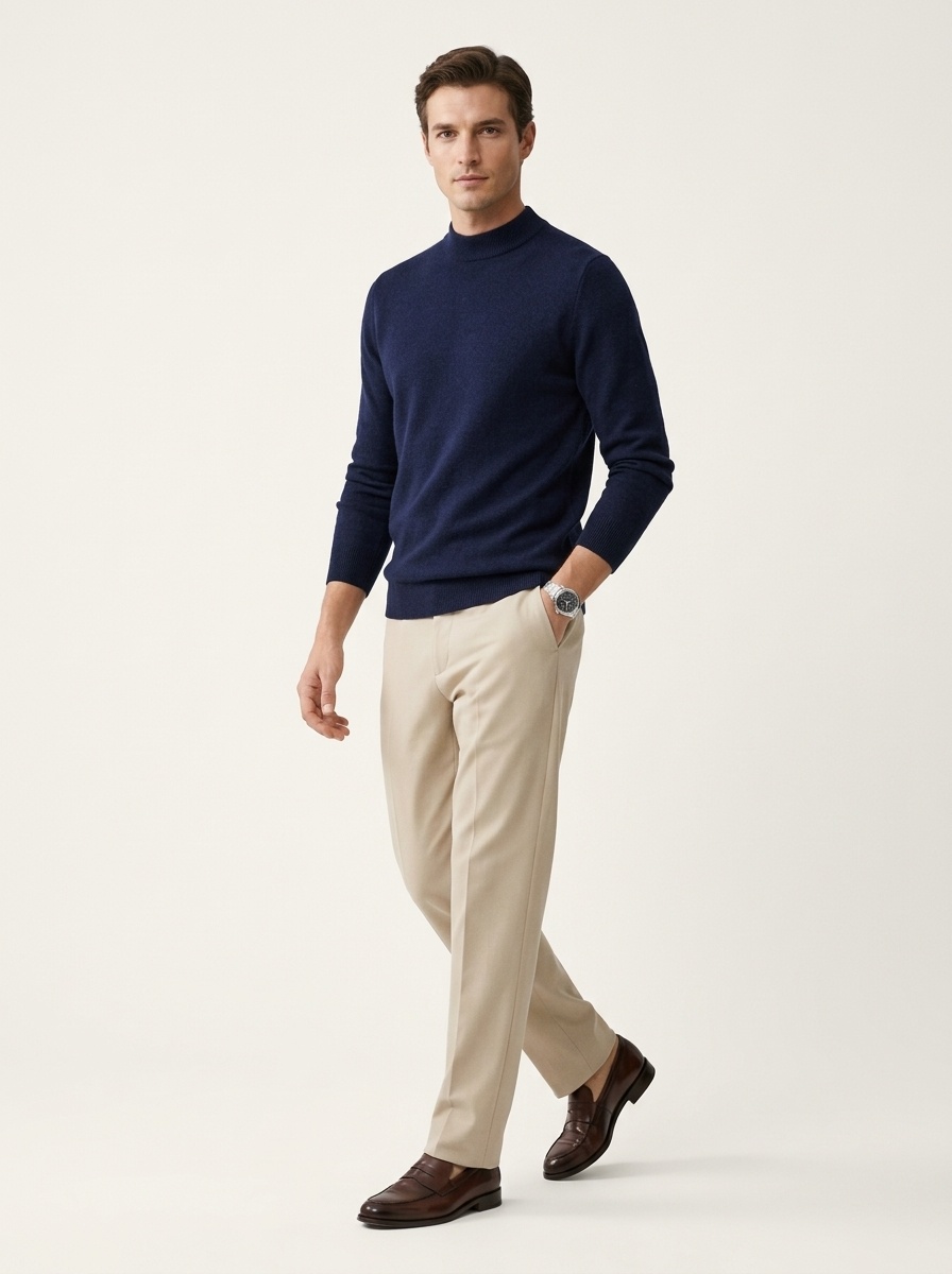 Men's Mock Neck Long Sleeve Knit Sweater
