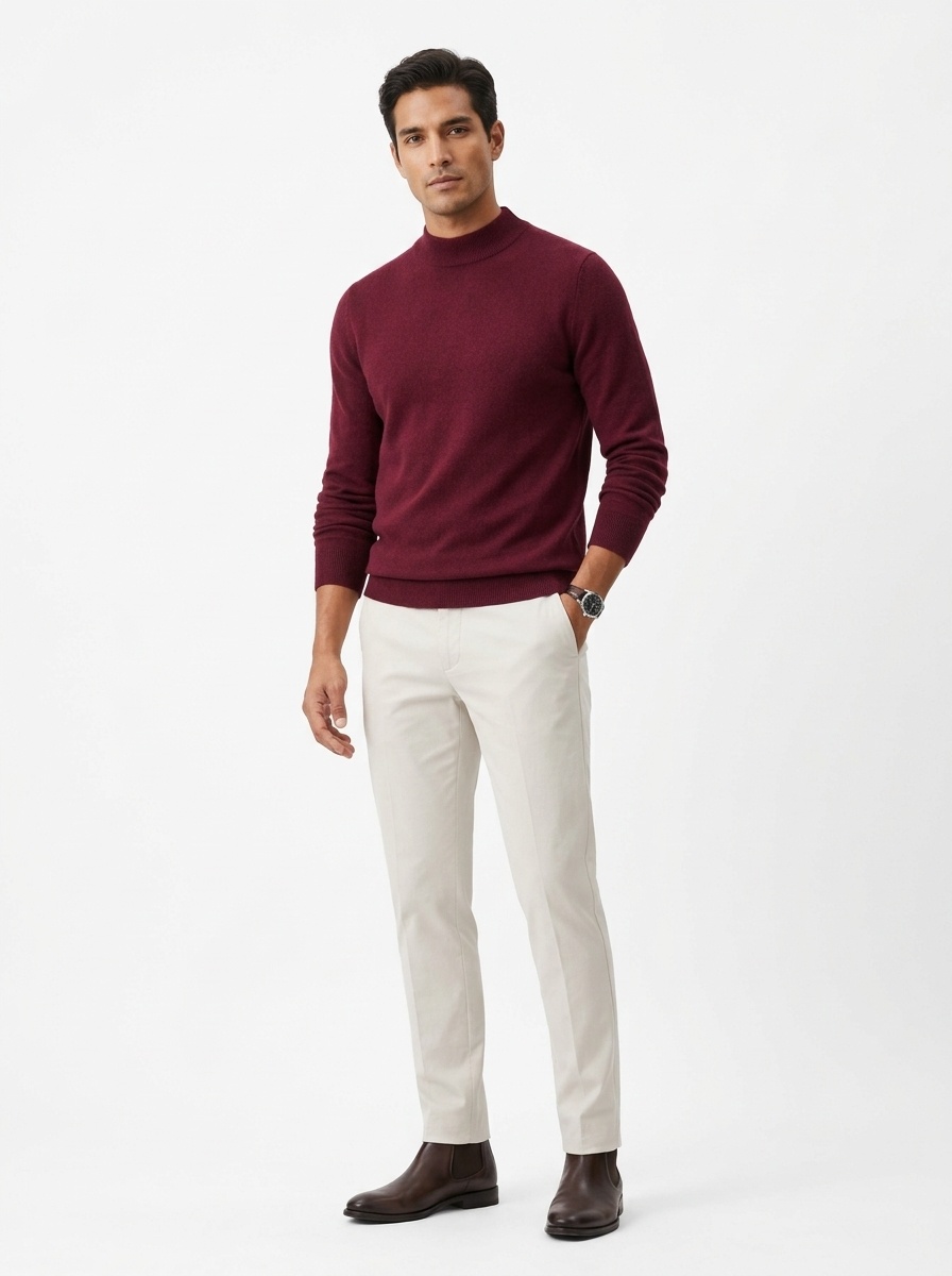 Men's Mock Neck Long Sleeve Knit Sweater