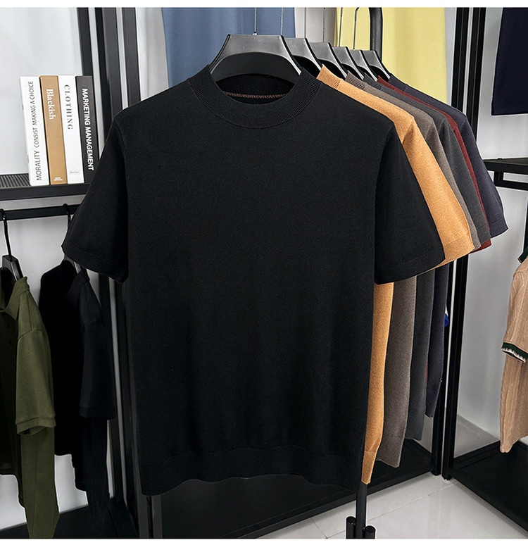 Men's Fine Knit Short-Sleeve Crewneck T-Shirt