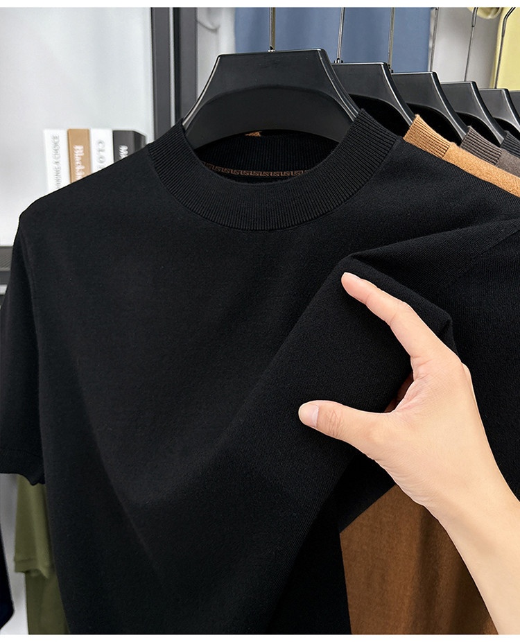 Men's Fine Knit Short-Sleeve Crewneck T-Shirt