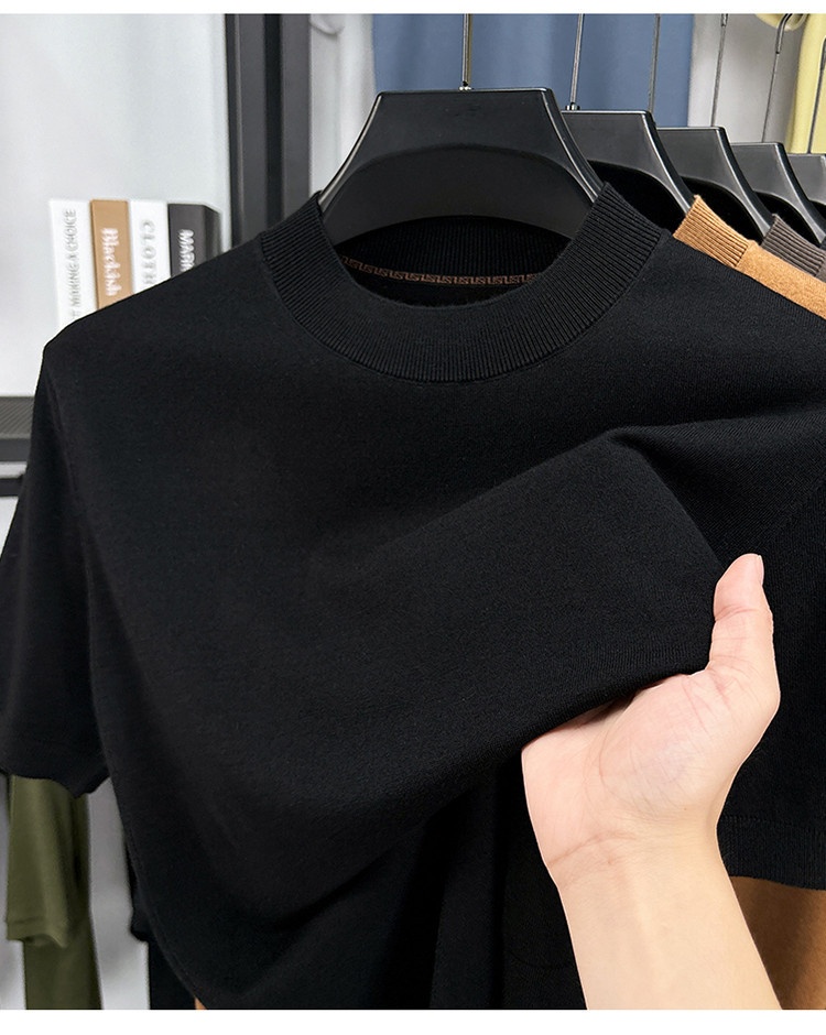 Men's Fine Knit Short-Sleeve Crewneck T-Shirt