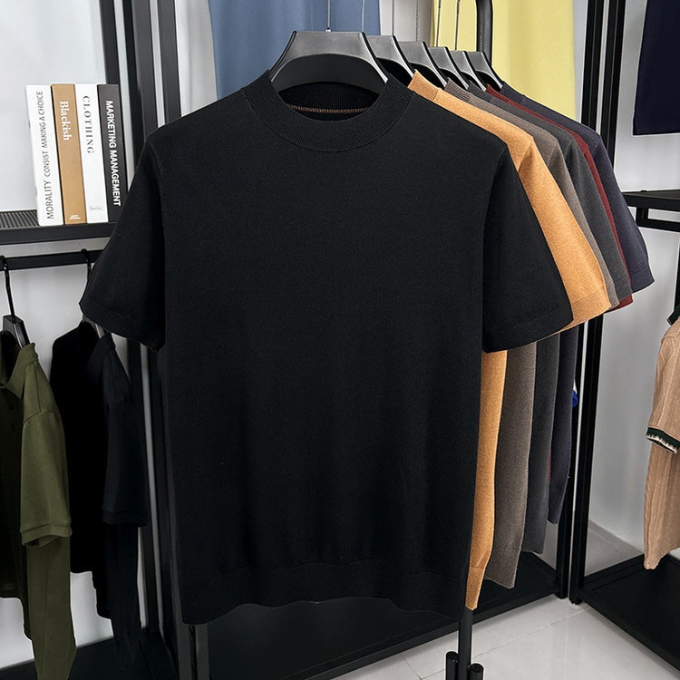 Men's Fine Knit Short-Sleeve Crewneck T-Shirt