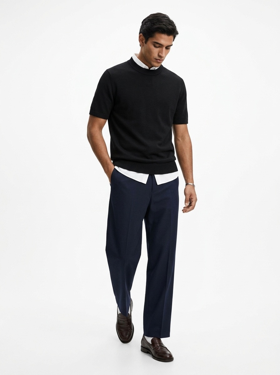 Men's Fine Knit Short-Sleeve Crewneck T-Shirt