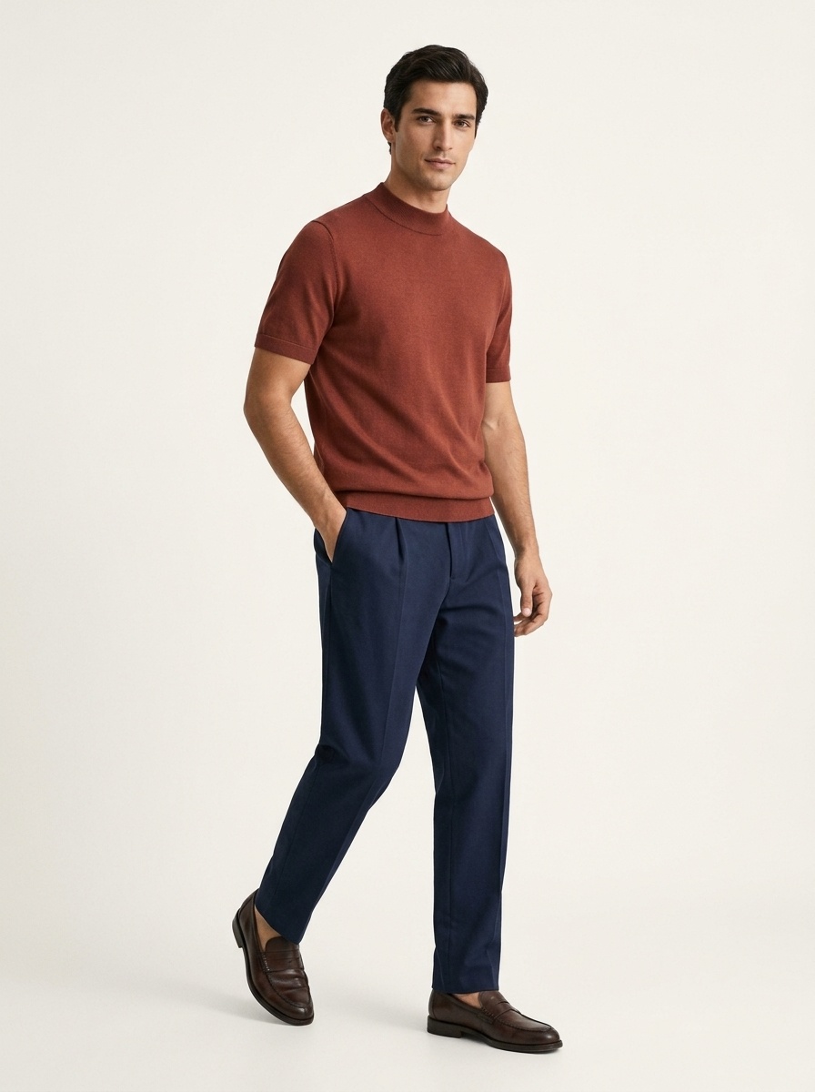 Men's Fine Knit Short-Sleeve Crewneck T-Shirt