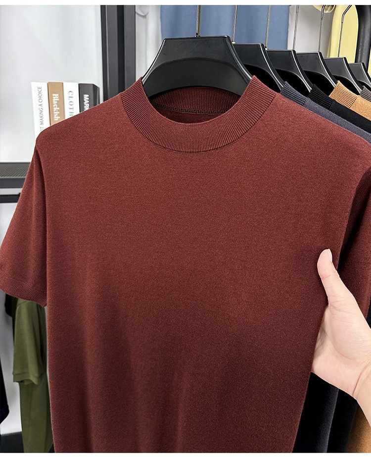 Men's Fine Knit Short-Sleeve Crewneck T-Shirt