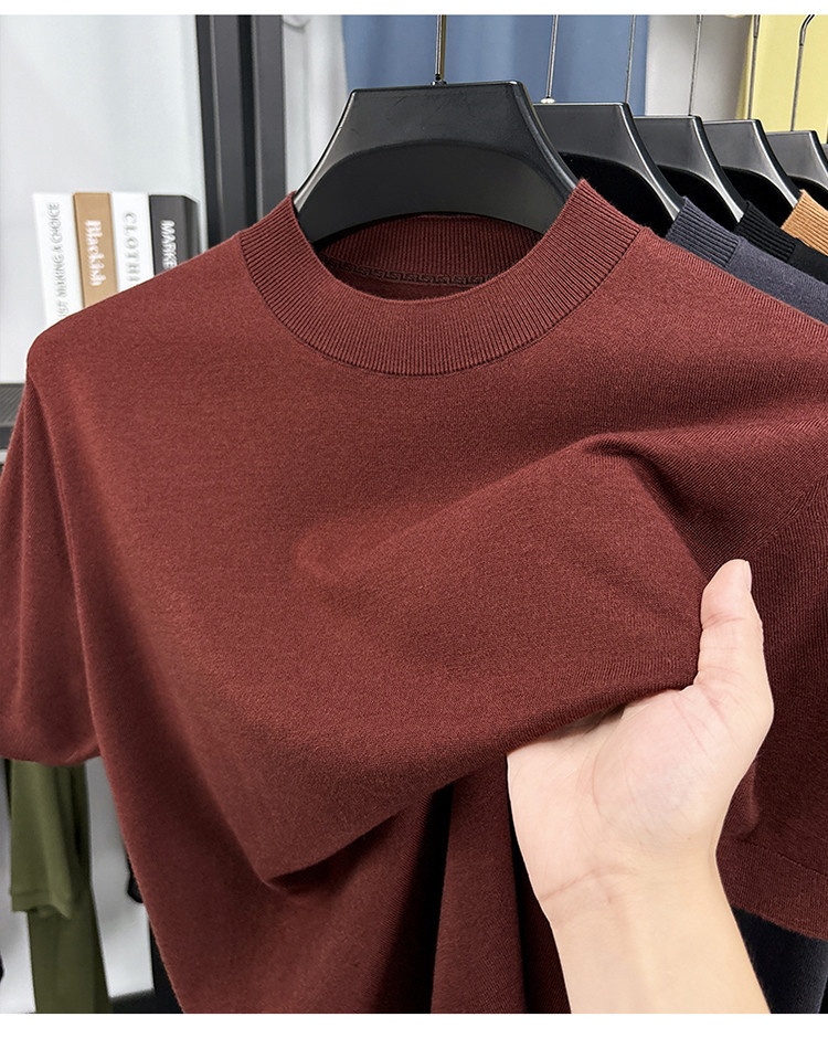 Men's Fine Knit Short-Sleeve Crewneck T-Shirt