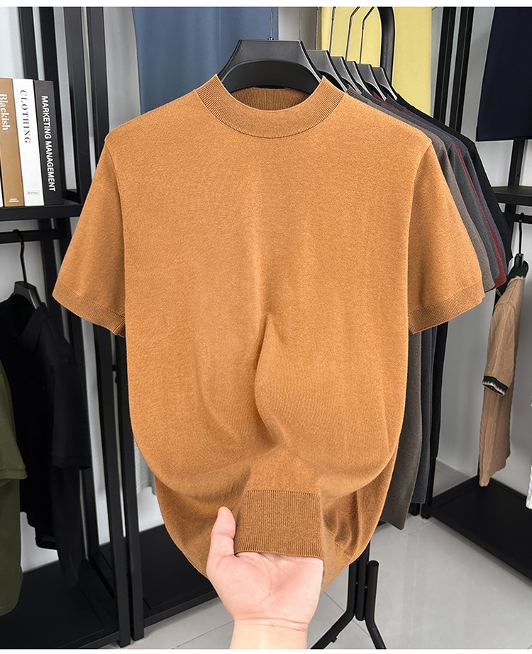 Men's Fine Knit Short-Sleeve Crewneck T-Shirt