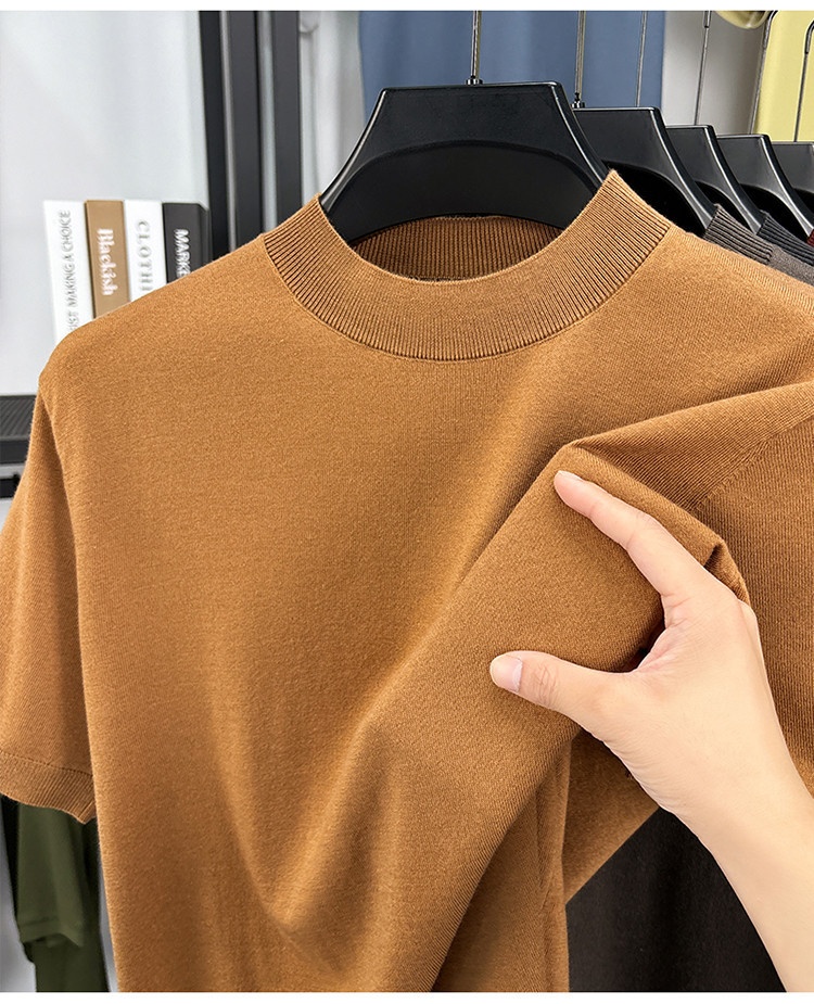Men's Fine Knit Short-Sleeve Crewneck T-Shirt