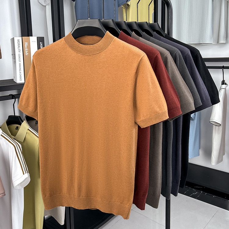 Men's Fine Knit Short-Sleeve Crewneck T-Shirt