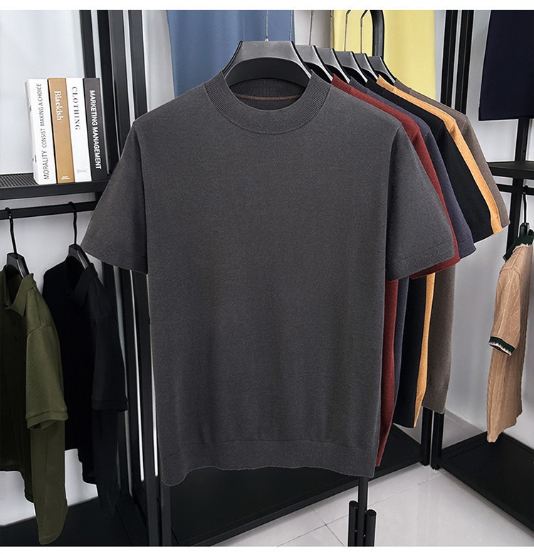 Men's Fine Knit Short-Sleeve Crewneck T-Shirt