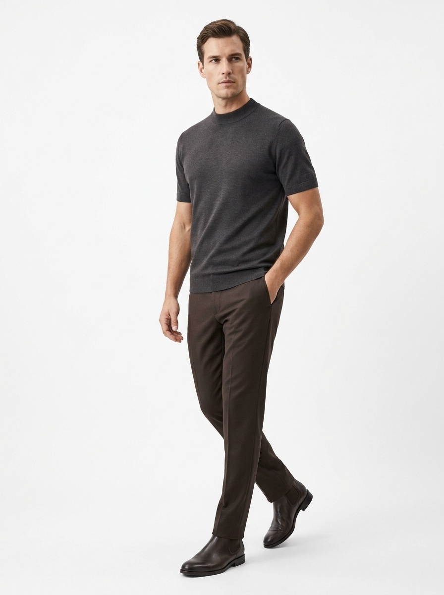 Men's Fine Knit Short-Sleeve Crewneck T-Shirt