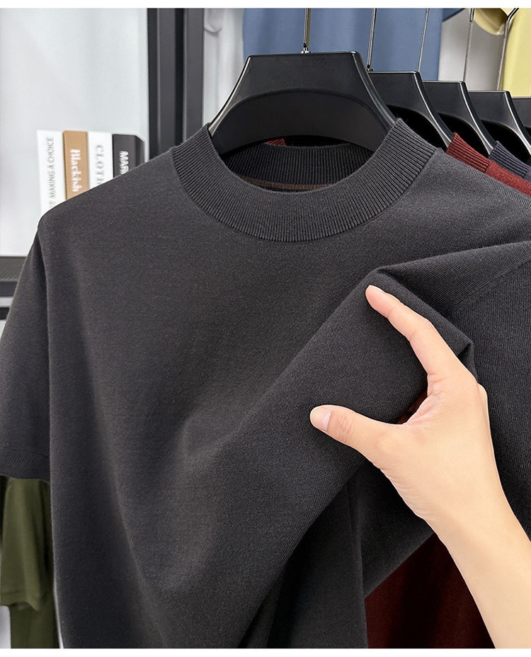 Men's Fine Knit Short-Sleeve Crewneck T-Shirt