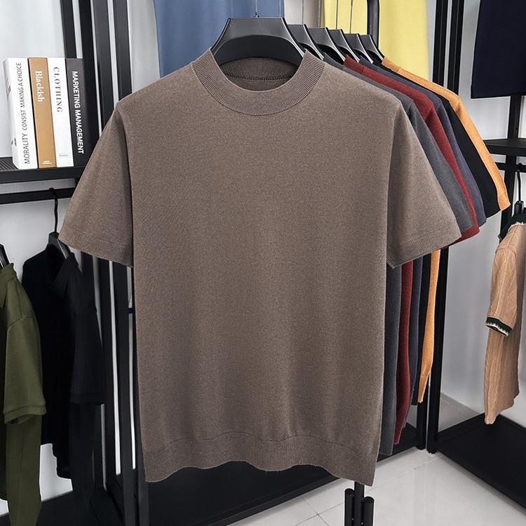 Men's Fine Knit Short-Sleeve Crewneck T-Shirt
