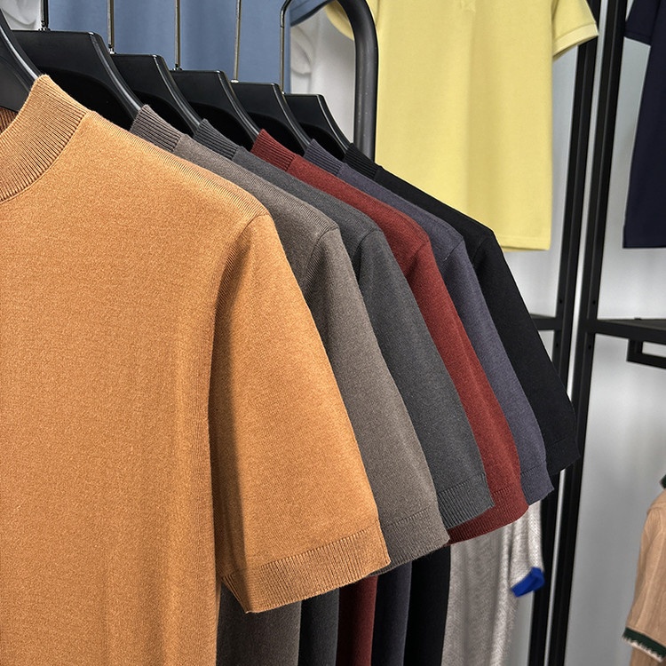 Men's Fine Knit Short-Sleeve Crewneck T-Shirt