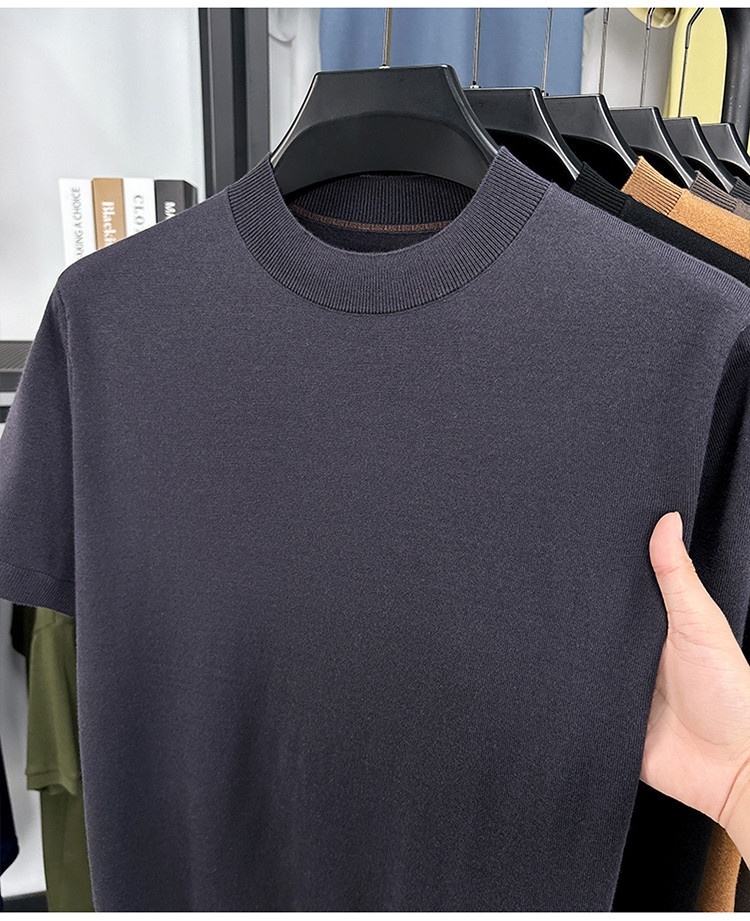 Men's Fine Knit Short-Sleeve Crewneck T-Shirt