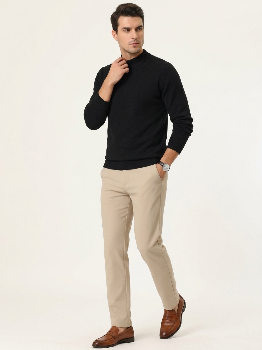 Men's Ribbed Mock Neck Knit Sweater