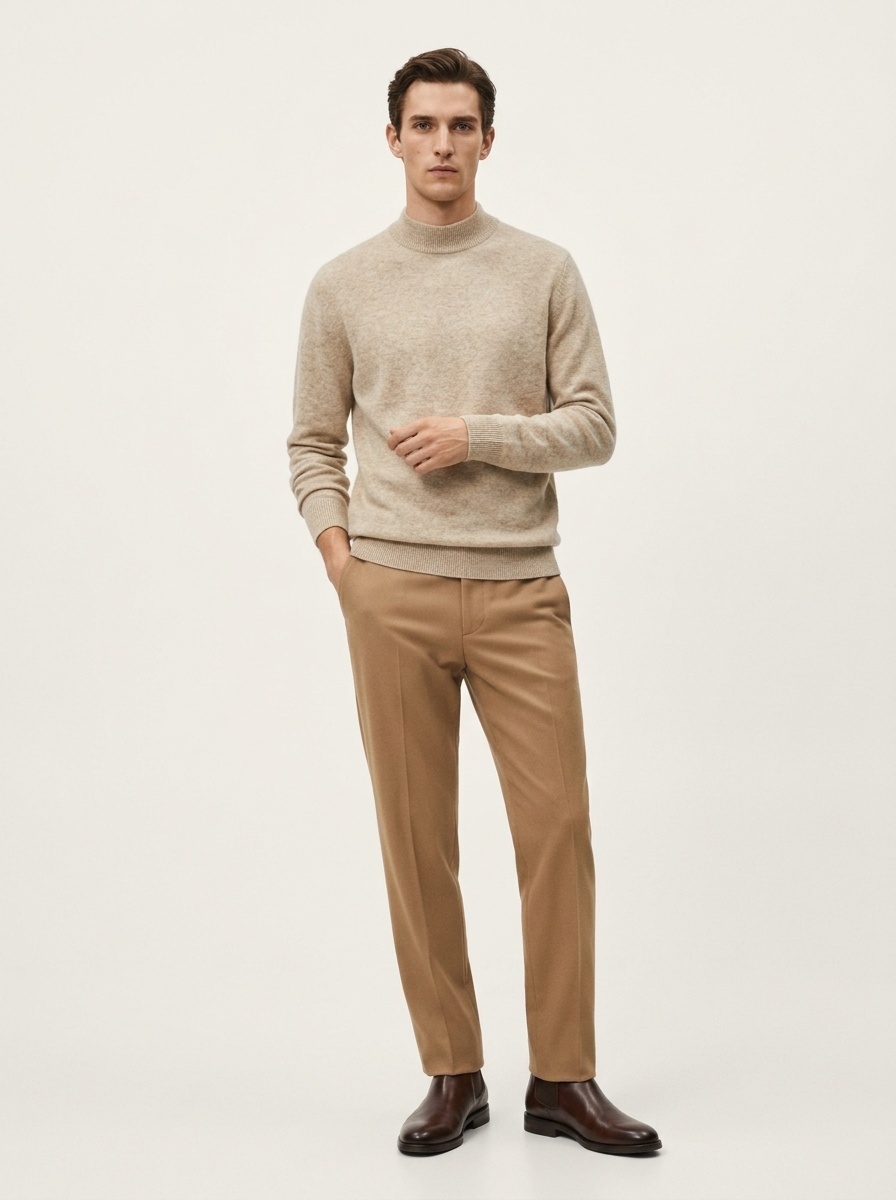 Men's Ribbed Mock Neck Knit Sweater