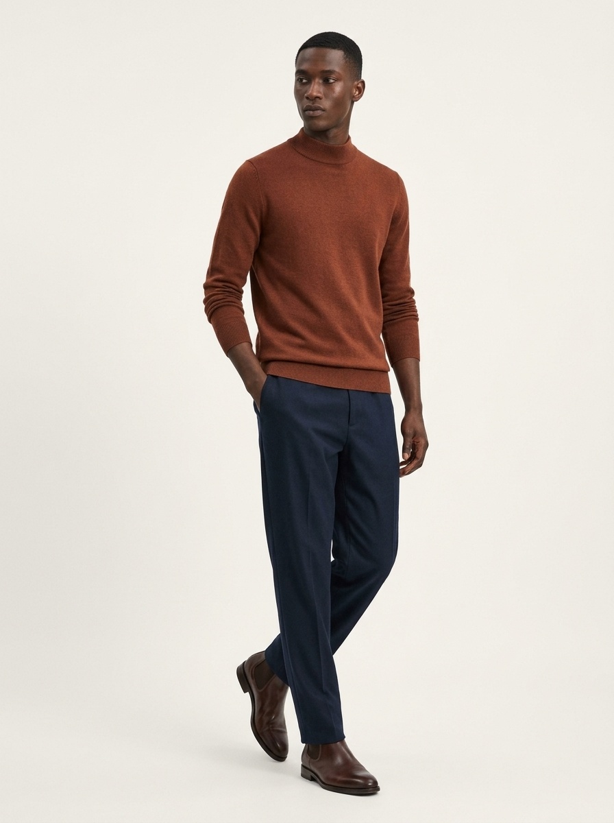 Men's Ribbed Mock Neck Knit Sweater