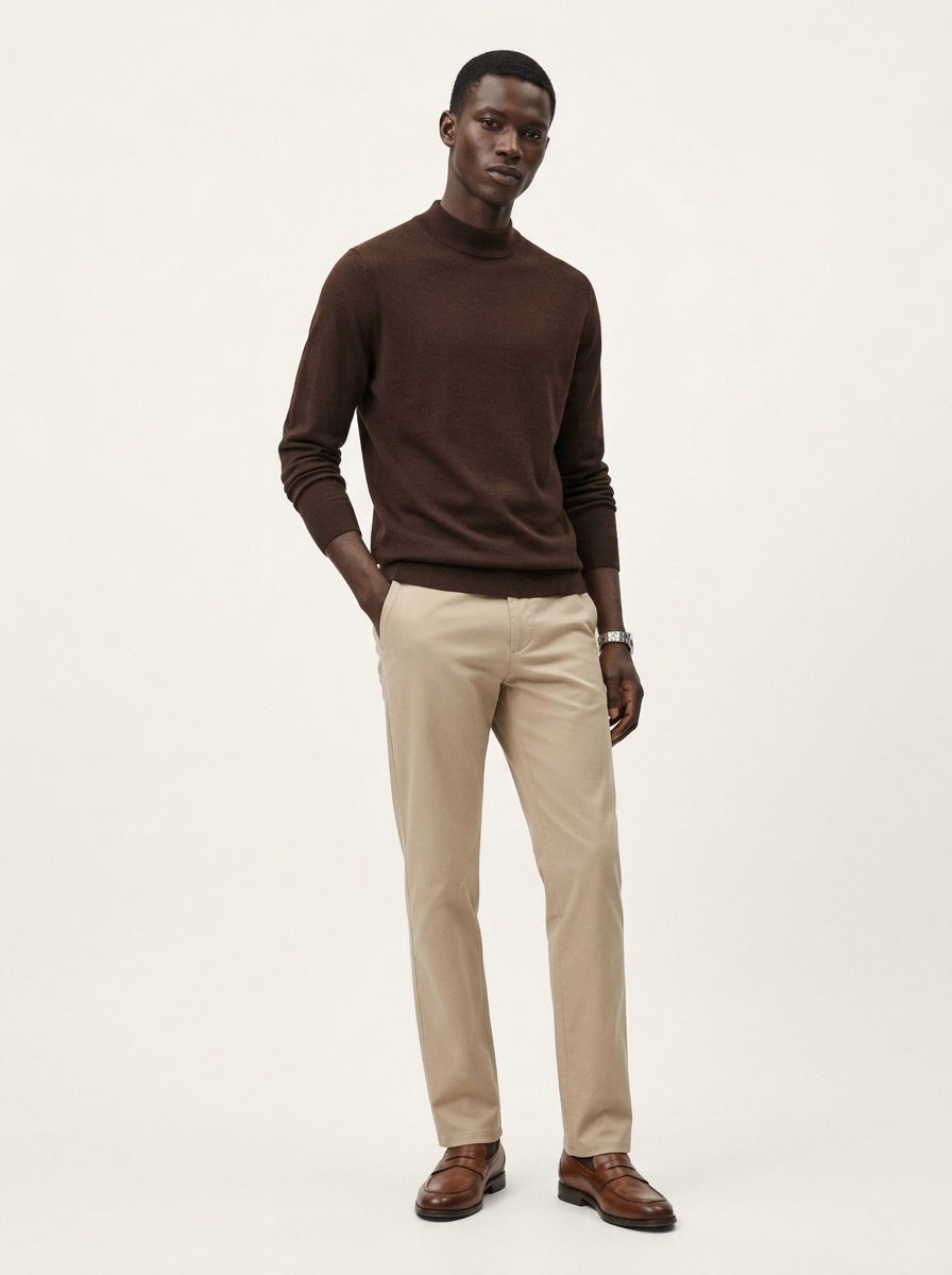 Men's Ribbed Mock Neck Knit Sweater