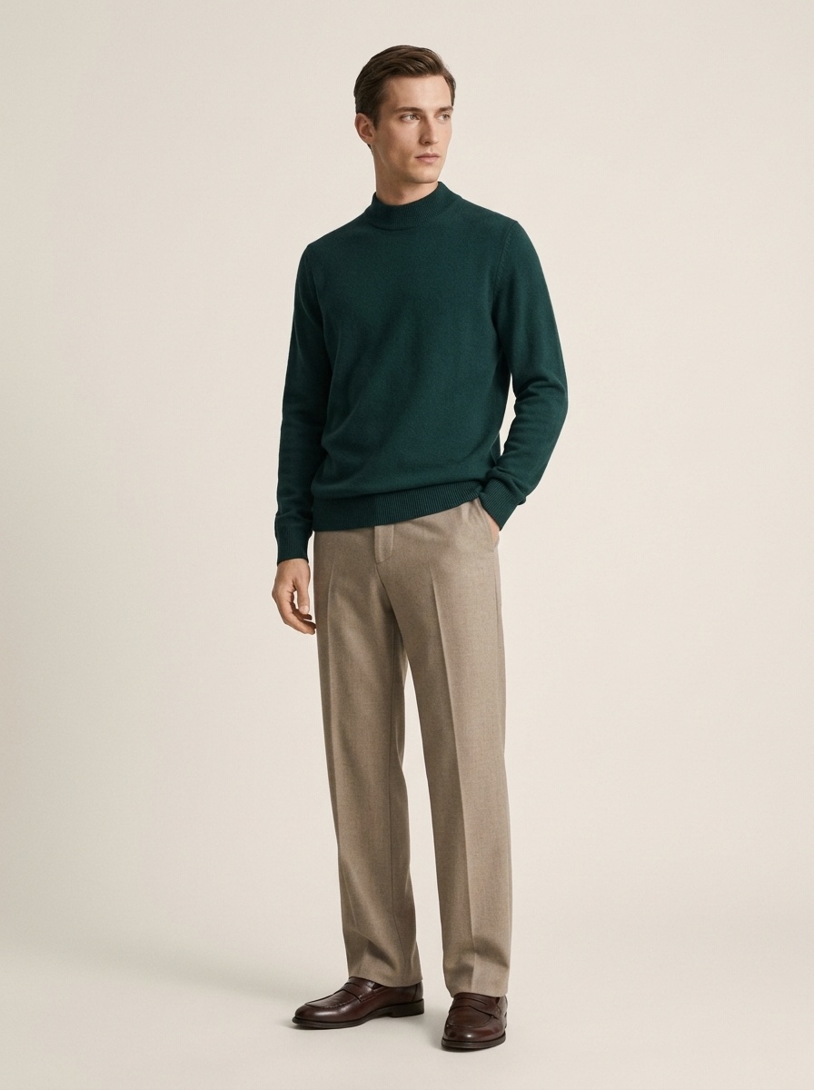 Men's Ribbed Mock Neck Knit Sweater