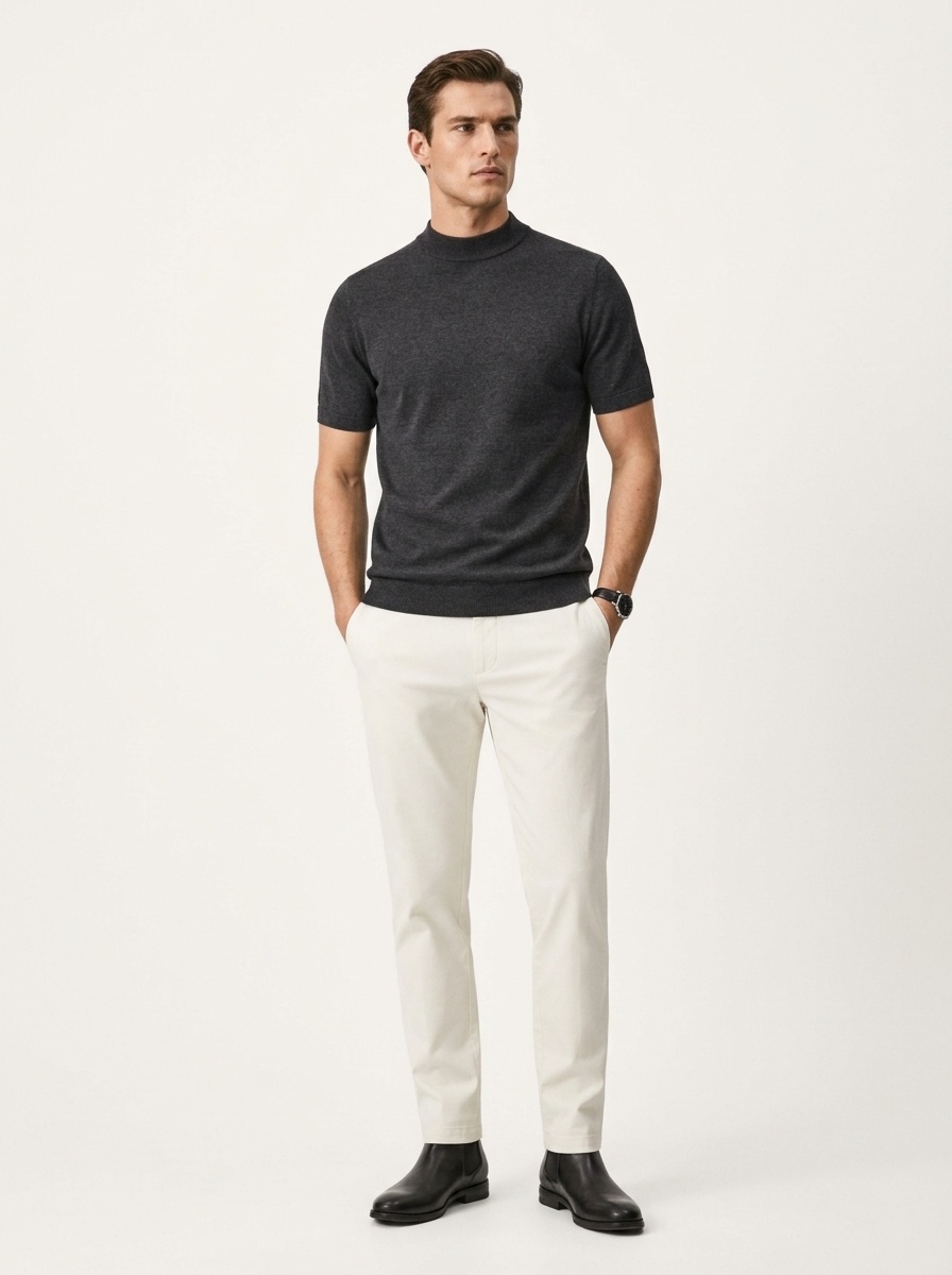 Men's Ribbed Mock Neck Knit Sweater