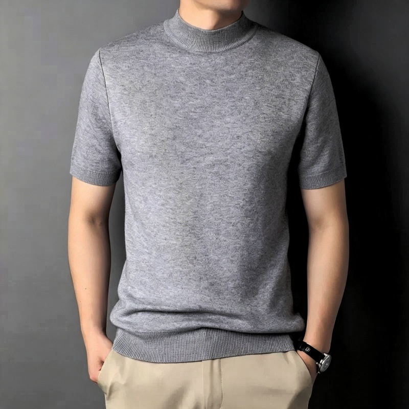 Men's Ribbed Mock Neck Knit Sweater