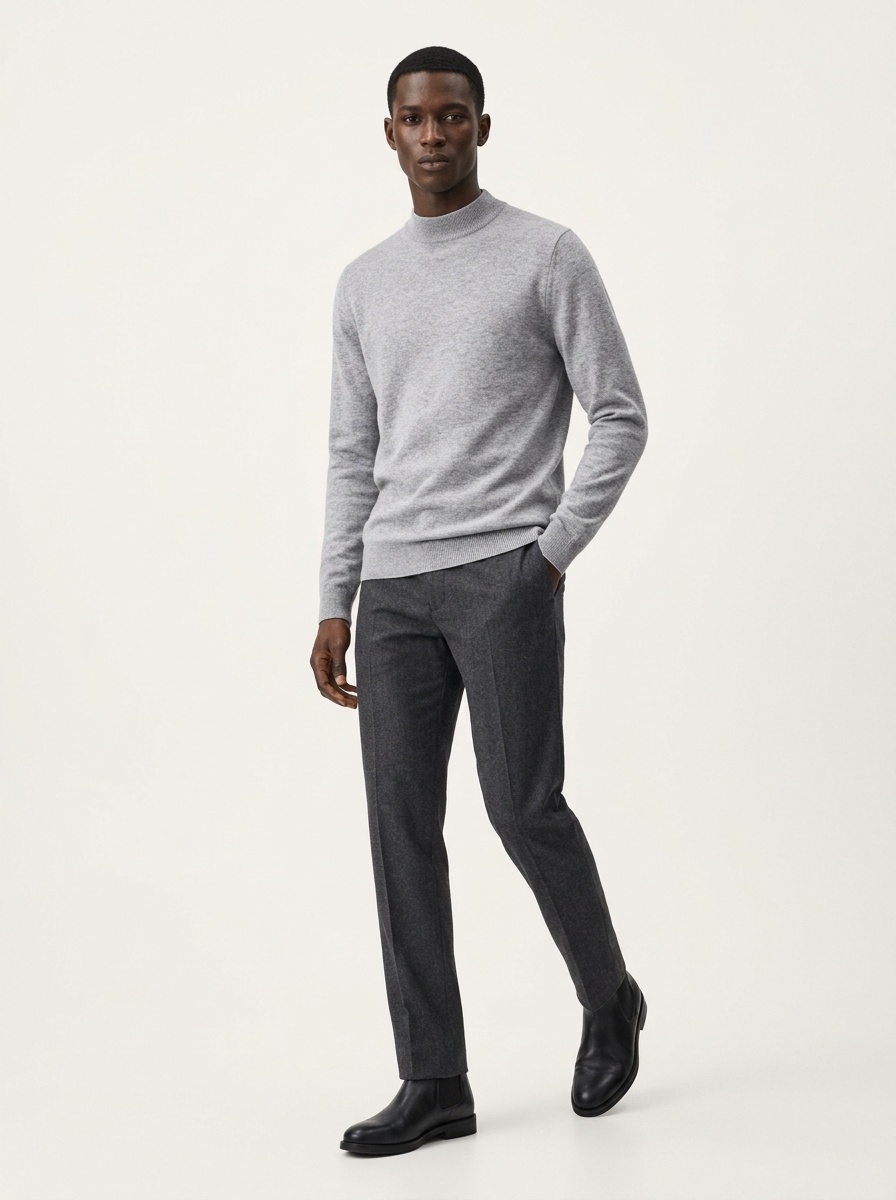 Men's Ribbed Mock Neck Knit Sweater