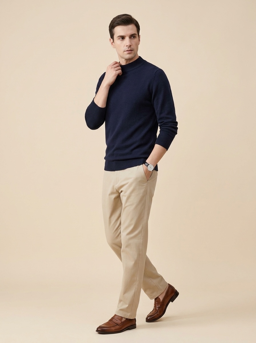 Men's Ribbed Mock Neck Knit Sweater