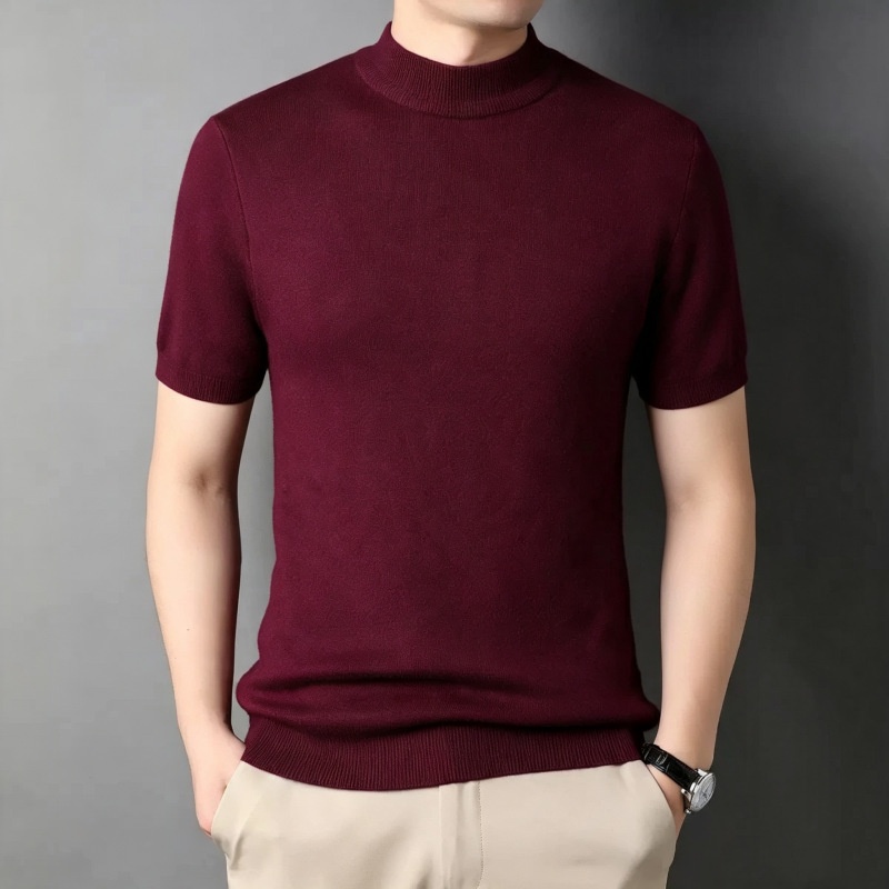 Men's Ribbed Mock Neck Knit Sweater