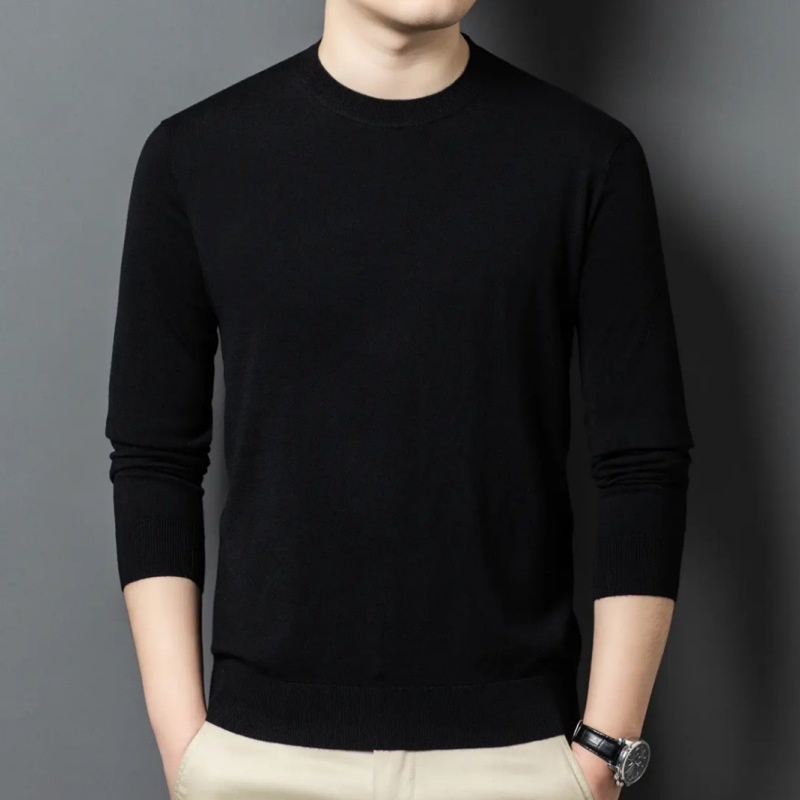 Men's Mock Neck Fine Knit Long Sleeve Pullover