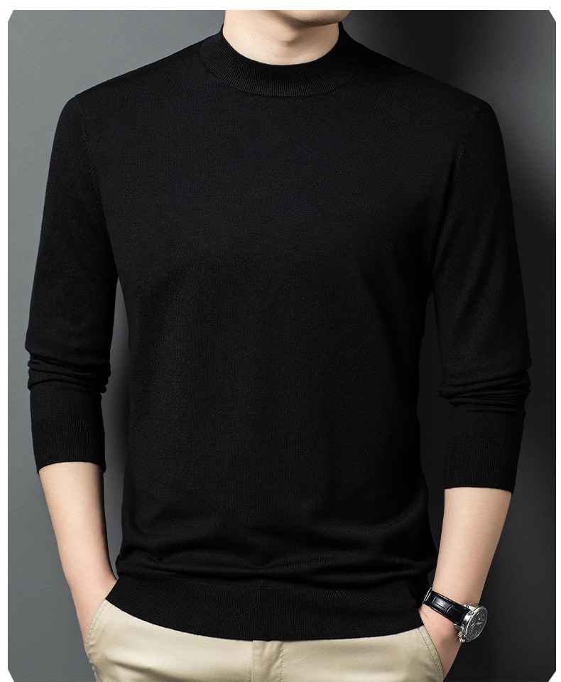 Men's Mock Neck Fine Knit Long Sleeve Pullover