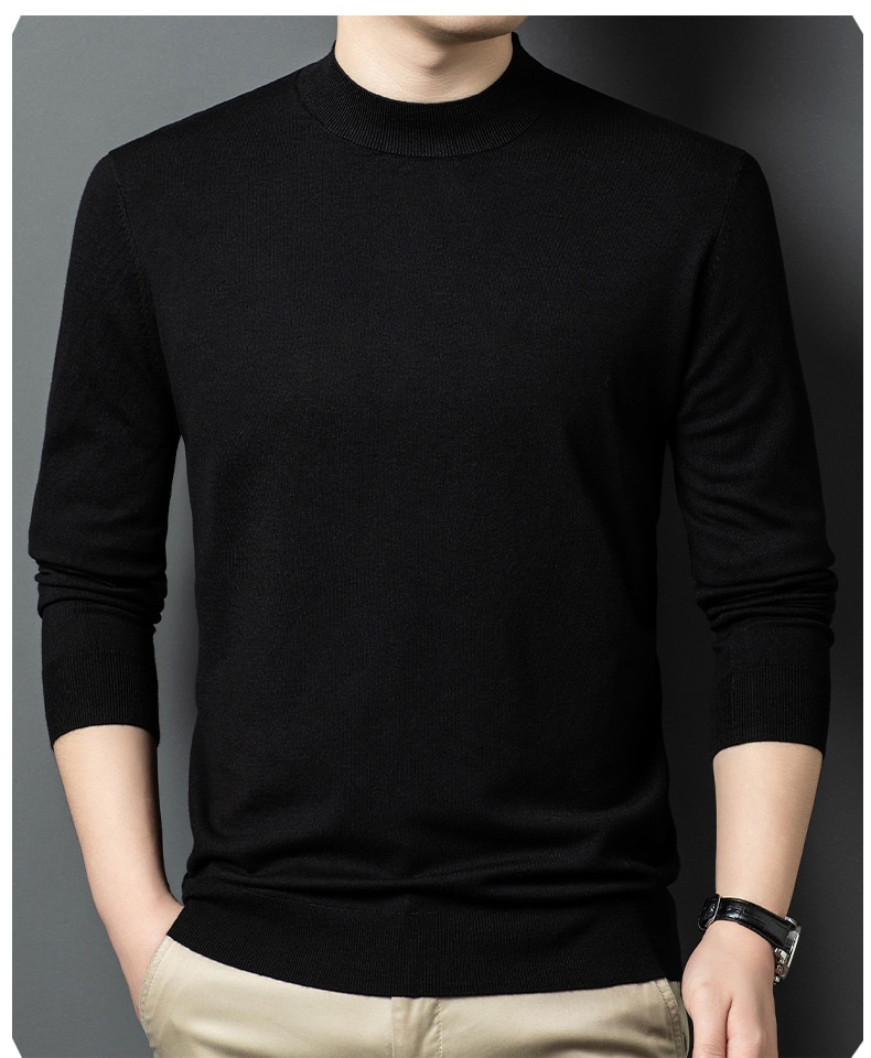 Men's Mock Neck Fine Knit Long Sleeve Pullover