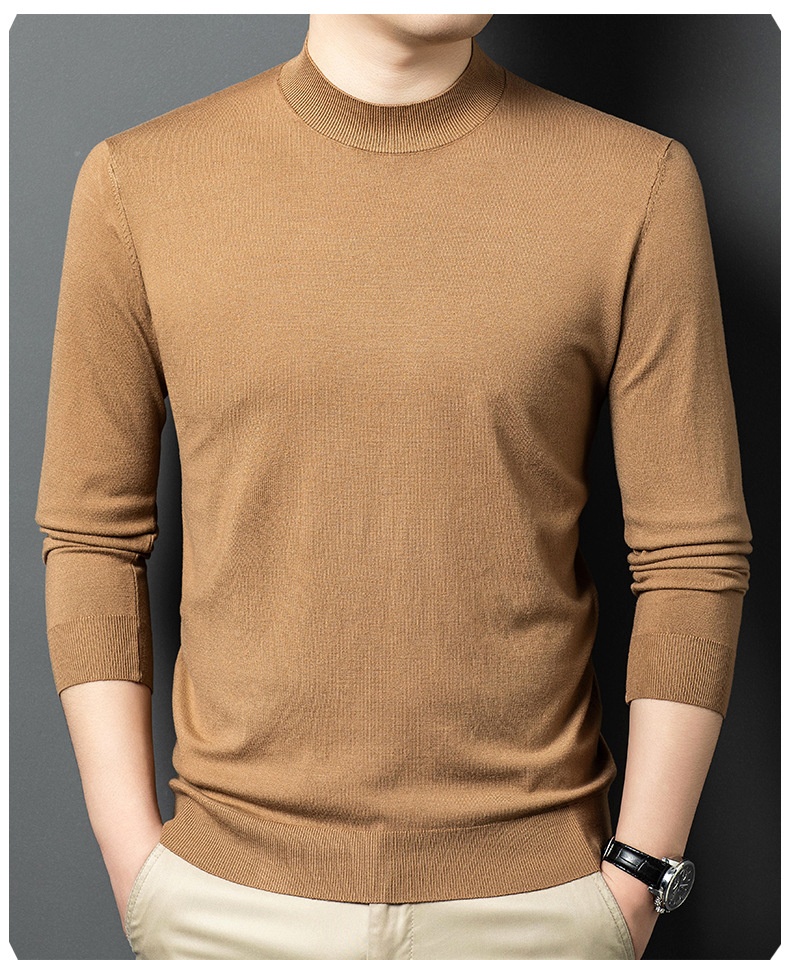 Men's Mock Neck Fine Knit Long Sleeve Pullover